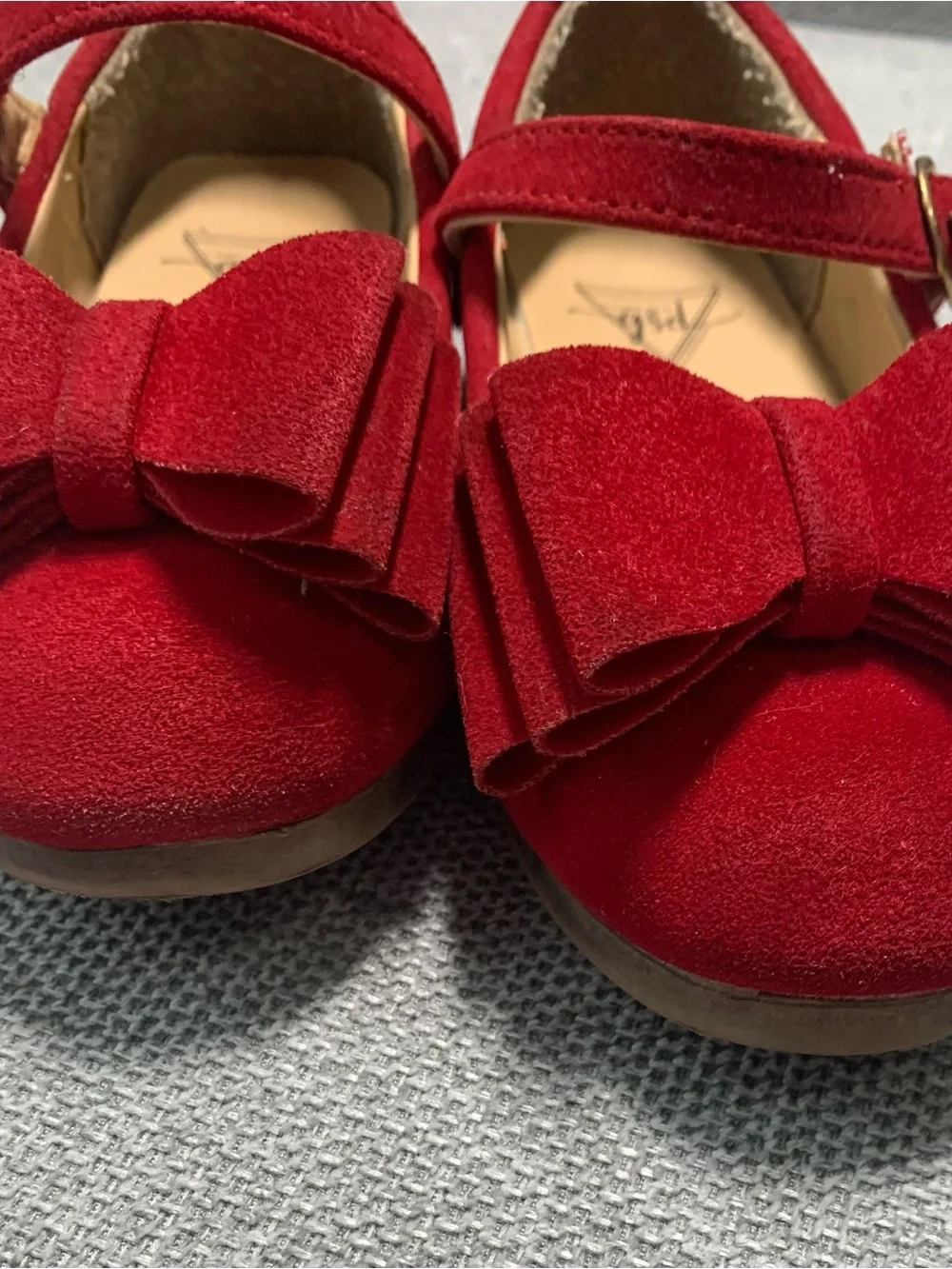 Girls Red Mary Jane Bow Shoes